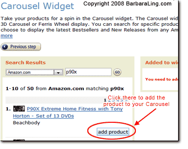 Select items carousel