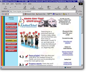 Goddard School Preschool Web site design