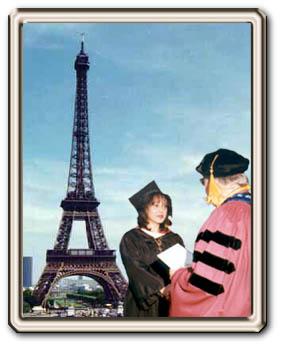 Graduating in front of the Eiffel Tower